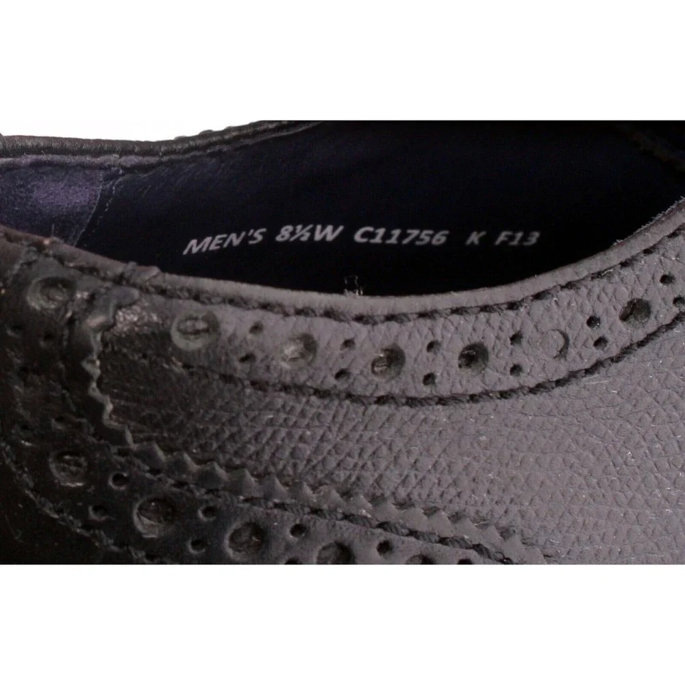 Cole Haan Shoes Men's Size 8.5 Wide Colton Brogue Wingtip Oxford Black C11756 - Picture 4 of 12